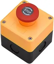 KLVN Emergency Stop Button Switch Control Box LA38 Silver Contact Mushroom Head Elevator Emergency Waterproof Switch Box(Yellow 3)