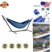 Premium Island Breeze Double Cotton Hammock Set - 450 lb Capacity & Portable