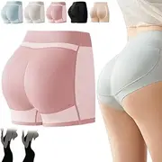 [HUIQINGLI] Latex False Buttocks Square Angle Underwear, Womens Latex Fake Butt Boxer Briefs Hip Lifting Shapewear with Padded