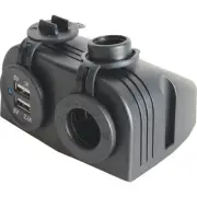 PS2026 Cig Socket With Dual USB Ports Panel/ Surface Mount Marine Grade CIG