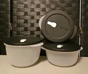Tupperware CrystalWave Plus Medium Round Bowl Container 3pc Set NEW