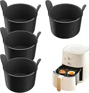 4PCS Ramekins for Air Fryer,Silicone Air Fryer Egg Moulds, Non Stick Egg Poachers,Poached Egg Cup,Baking Cups,Large Muffin Cases for Air Fryer, Kitchen Gadget,Air Fryer Accessories (Black)