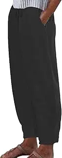 [Generic] Womens Wedding Casual Pants Wide Leg Pants Casual Baggy Elastic Waistband with Pockets Fashionable Pants Drawstring Cargo Pants Women