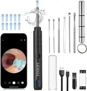 FINSOFT S9 Ear Wax Removal Tool HD Camera, Removal Cleaning Kit, 6 LEDs - Black