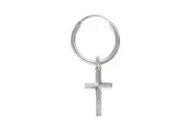 Men's Earring Hoop With Cross Sterling Silver Gents Creole