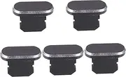 Angoily 5pcs Dust Charger Block Power Cord Port Protective Cable Protector Animal Cute Charger Protector Adapter Charger Port Cover Blocker Wire Black Aluminum Alloy