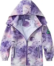 [IjnUhb] Waterproof Boys Rain Jacket Lightweight Zipper Hoodies for Kids Dinosaurs Coat Outerwear