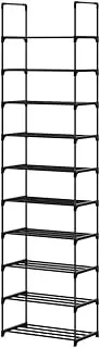 Artiss Shoe Rack, 10-Tier DIY Stackable Shoes Storage Organiser Cabinets 20 Pairs Cupboard Organizer Display Shelf Case Home Decor Indoor Outdoor Bedroom Hallway Furniture, Adjustable Shelves Black
