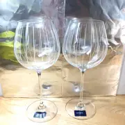 Set of 2 Matching Mikasa Cheers Balloon Wine Goblet Glasses Etched 9 1/8" High