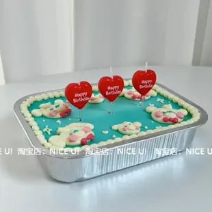 NICE U! 韓國ins大紅色愛心蠟燭生日快樂字母HBD生日蠟燭蛋糕裝飾