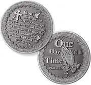WinnerWhy 10 Pcs One Day at A Time Serenity Prayer Coins Lord's Prayer Coins Religious Prayer Challenge Coins for Men Women Firefighter Public Servants Law Enforcement Prayer Gift