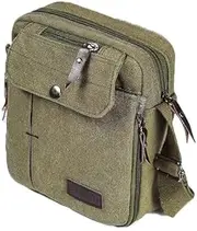[dealcase] Men's Canvas Small Messenger Bag - Multi-Pocket Casual Shoulder Bag, Vintage Lightweight Travel Satchel