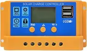 Solar Panel Charge Controller - Double USB Port 30A PWM Solar Charge Renewable Energy Controller - Multiple Load Control Modes Panel Battery Intelligent Regulator 12V 24V for mobiles