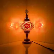 Turkish Handmade Glass Mosaic Table Desk Lamp Tiffany Style Big Globe -Free Bulb