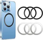 Magnetic Enhanced Ring with Sticker for Magsafe Wireless Charging (Black & Silver, 6 Packs), Compatible with iPhone 13/13 Pro/13 mini/13 Pro Max/12, Galaxy S22 S21 etc