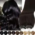 Black 1G 200S Remy Micro Loop Ring Bead Human Hair Extensions Full Head Pre Bond