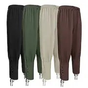 Retro Vintage Medieval 17th Century Masquerade Pirate Pants Ren Faire Knight Ritter Viking Crusader Drawstring Solid Color Men's Pirate Fantasy Masquerade Part