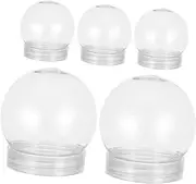 NOLITOY 5Pcs Transparent Plastic Snow Globe DIY Kit for Water Container with Screw Cap for Holiday Decor and Crafting Activities