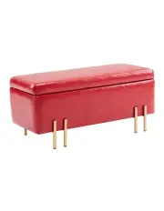 [La Bella] Storage Ottoman PU Leather Bench Seat 97cm in Red