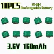 3.6V160MAH Ni-MH Rechargeable Battery With 2 Pins/Tabs For PLC Data Backup 10PCS