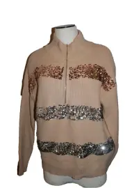 Nine West tan sequin dressy jacket size small NWT 1/4 zip Retails $60