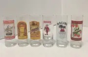 Luminarc 2 Oz Shooters Lot of 6 Beefeater Kahlua Malibu Stolichnaya Stoli Sauza