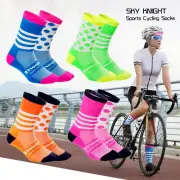 Womens Mens Nylon Cycling Socks Colorful Sports Breathable Compression Socks S/L