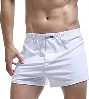 [Elogoog] Men's Work Pants, Plain Casual Pants, Comfy Sleep Shorts for Men, Men's Underwear, White, Large, white, L