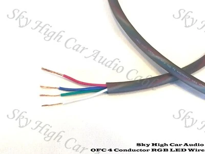 10 FT OFC 4 Conductor Sky High Wire Cable Speaker Trailer Copper LED