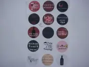 Wine sayings buttons flat back or pin badge cabochons embellishment magnets