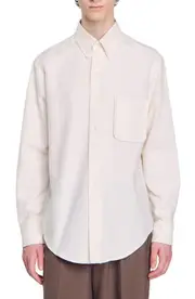 SANDRO Oxford flannel shirt in White at Nordstrom, Size Small