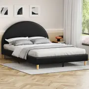 ALFORDSON Bed Frame King Size Mattress Base Platform Black Leather CALLA