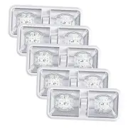5 Pack RV LED Ceiling Double Dome Light Fixture with ON/Off Switch Interior
