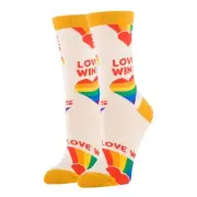 OoohYeah Womens Colorful Crew Socks, Love Wins, Funny Cotton Dress Socks