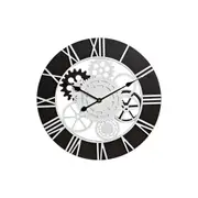 Wall Clock Dkd Home Decor Wood Black White Iron Gears 60 x 4 x 60 Cm