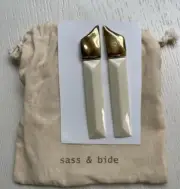 NWT RRP $160 Sass & Bide COSMO CAPITAL Gold & Ivory Earrings osfa FREE POST