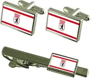 [Select Gifts] East Berlin City Germany Flag Cufflinks Tie Clip Box Gift Set