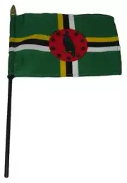 Dominica Country 4"x6" Flag Desk Set Table Wooden Stick Staff
