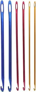 VICASKY Tunisian Crochet Hooks Set Knooking Needles Large Crochet Hooks 6 PCS Large Crochet Hooks Crochet Needles Set Handmade Knitting Needle Tunisian Large-Eye with a Needle Aluminum