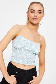 Print Ruched Cami Top - Size L, Women's Trial Woven