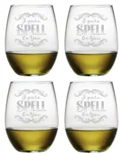 Susquehanna Set of 4 I Put a Spell On You Stemless Wine Glasses