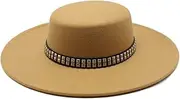 [Hcclijo] 10CM Wide Brim Fedora Hat Vintage Wool Felt Hats Belt Decor Panama Formal Dress Hat
