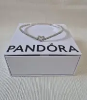 Pandora Sparkling Wishbone Heart S925 Sterling Silver Bangle