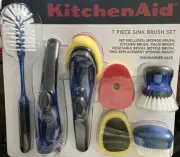 New KitchenAid 7 Piece Sink Brush Set Soap Dispensing Brush RARE KC818FPASS