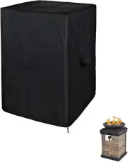 21"Lx21"Wx33"H Waterproof Outdoor Propane Column and Fire Pit Cover,Black Square