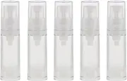 MagiDeal 5pcs Portable Plastic Empty Airless Pump Bottles Cosmetic Lotion Container Travel Set 5/8/12/15ml, Clear, 5ml