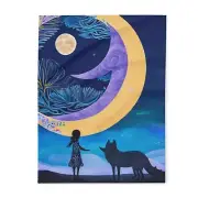 Girl & Wolf Midnight Sky Fleece Blanket