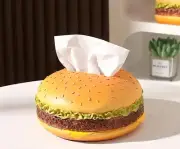 Burger Tissue Box Cover, Hamburger Shaped Tissue Holder Creative Tissue Stora...
