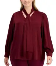 NEW ANNE KLEIN RED CAREER BLOUSE SIZE 3 X WOMEN PLUS $109