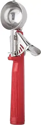 Winco Ice Cream Disher with Red Handle, Size 24 IceCreamDishers, Stainless Steel
